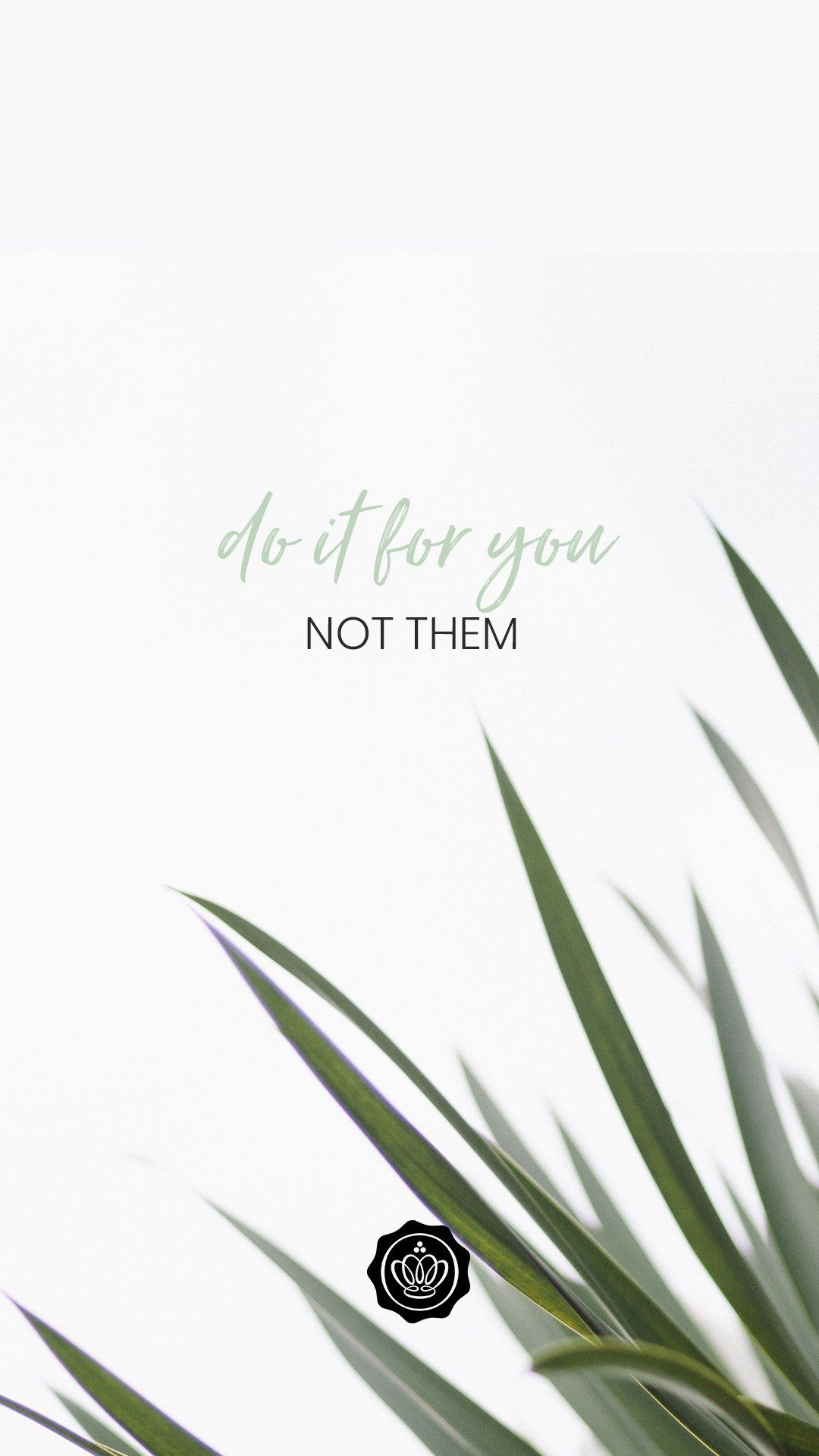 Do It for You, Not Them, Spruch, Palmblatt, Weiß, Minimalismus, Hintergrundbild fürs Handy