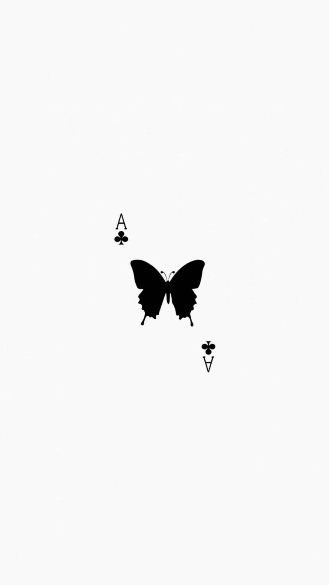 Schmetterling, Spielkartensymbol, Minimalistisch, Weißer Hintergrund, Sperrbildschirm fürs iPhone