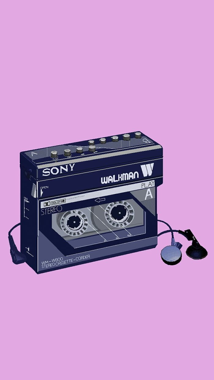 Sony Walkman, Kassettenspieler, Kopfhörer, Retro, Lila Hintergrund, Sperrbildschirm fürs iPhone