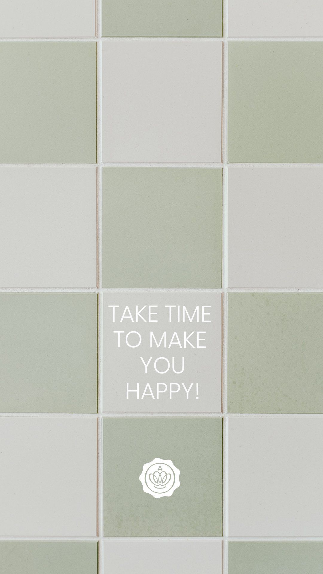 Take Time to Make You Happy, Spruch, Salbeigrün, Karomuster, Minimalismus, Full HD, iPhone-Hintergrundbild