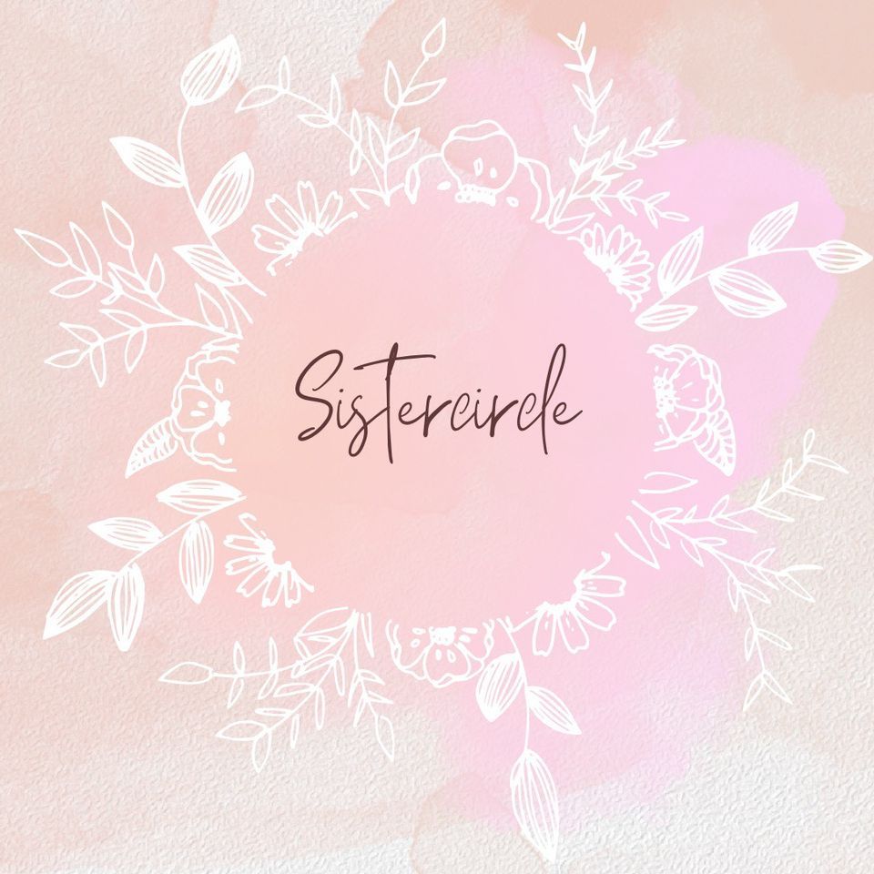 Sistercircle, Blumenkranz, Rosa Aquarell, Schriftzug, Pastell, Hintergrundbild fürs iPad