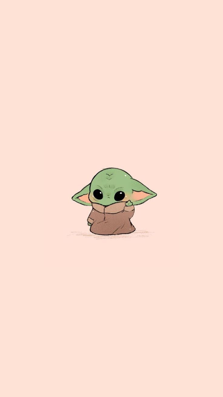 Grogu, Baby Yoda, The Mandalorian, Star Wars, Pfirsichfarben, Minimalistisch, Handy-Hintergrundbild