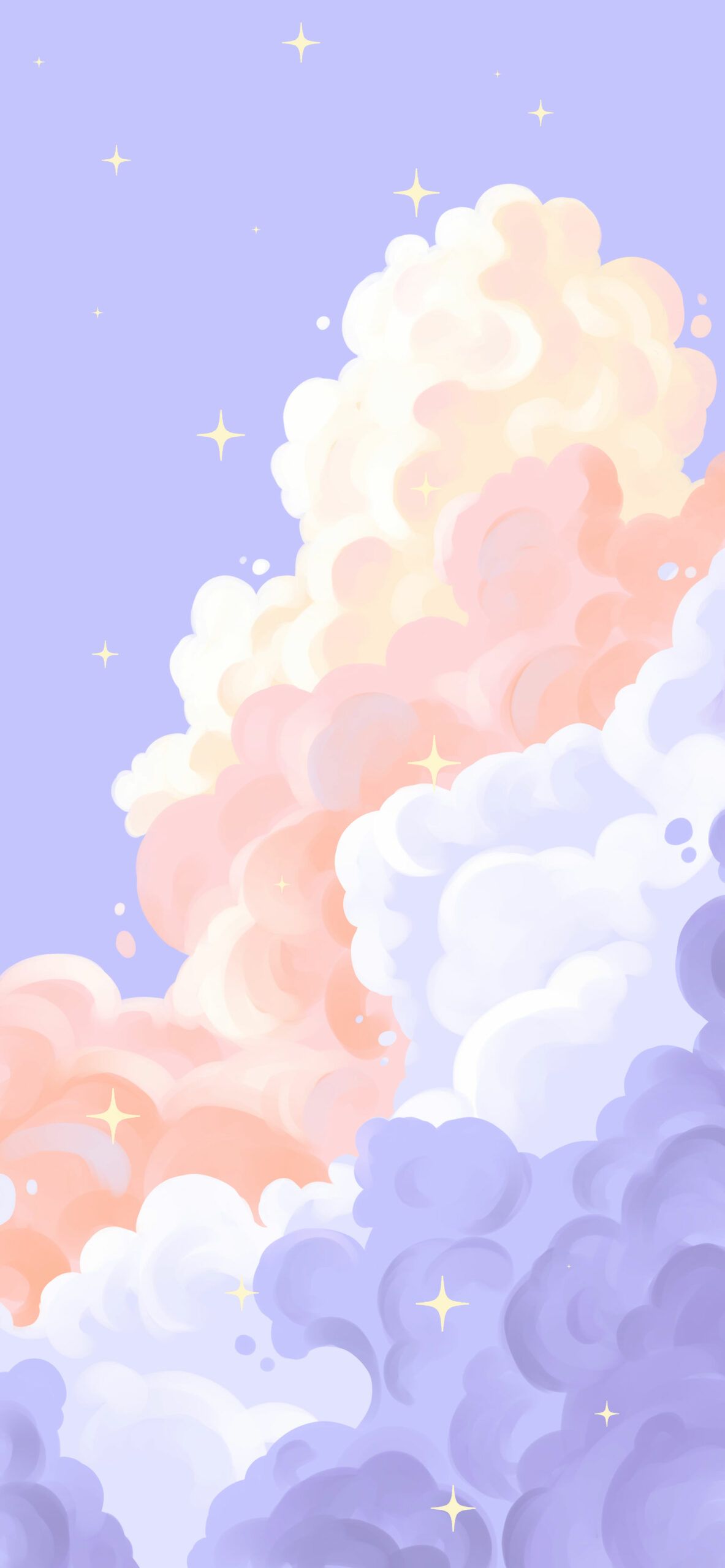 Wolken, Lila, Pfirsichfarben, Pastell, Illustration, Full HD, Sperrbildschirm fürs iPhone