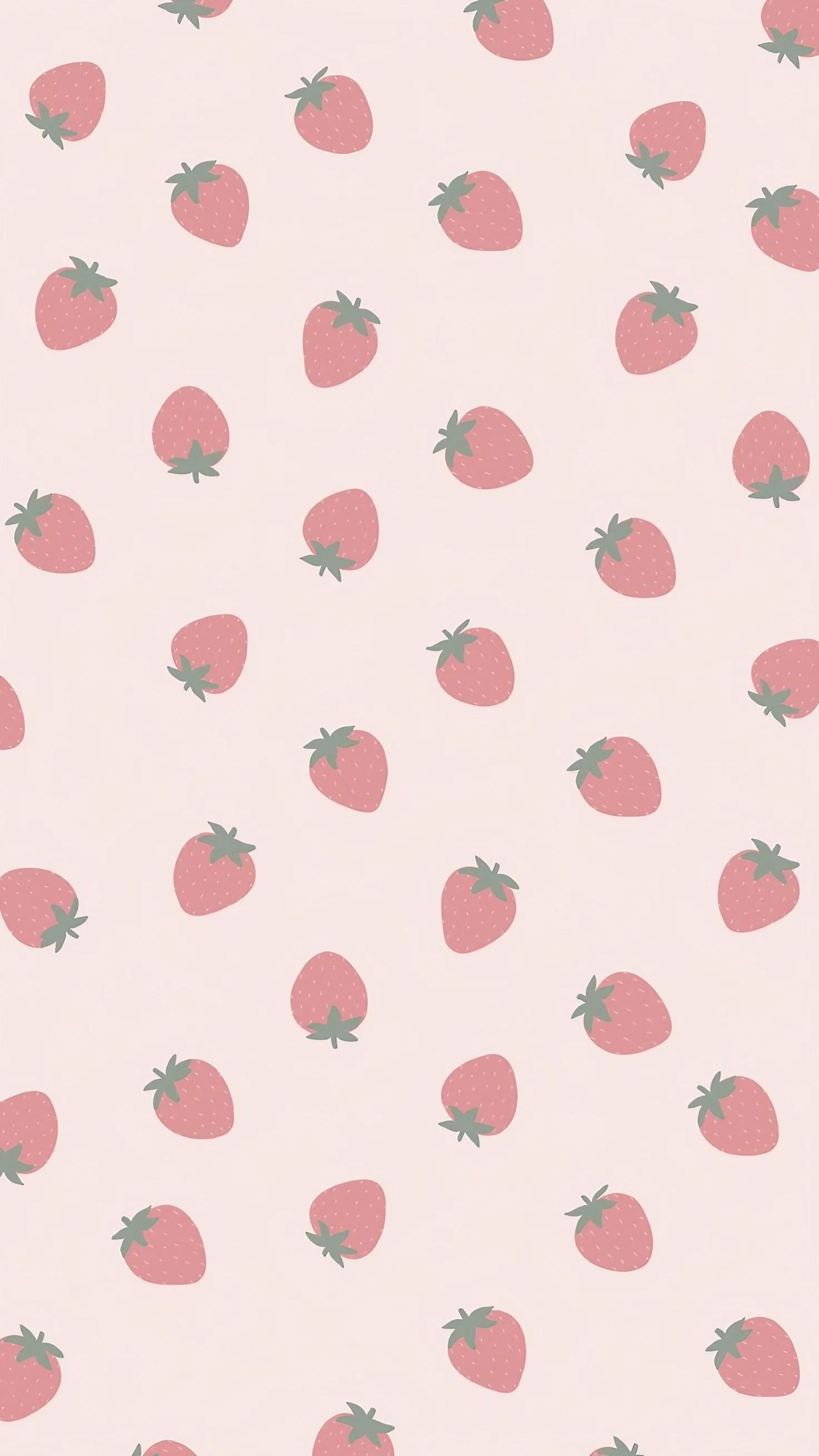 Erdbeeren, Muster, Pastellrosa, Niedlich, QHD+, Hintergrundbild fürs Handy