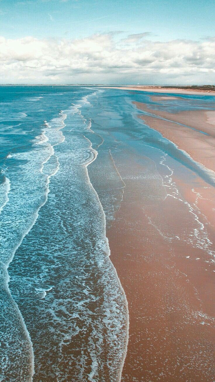 Luftaufnahme, Strand, Türkise Wellen, Sand, Hochformat, Hintergrundbild fürs Smartphone