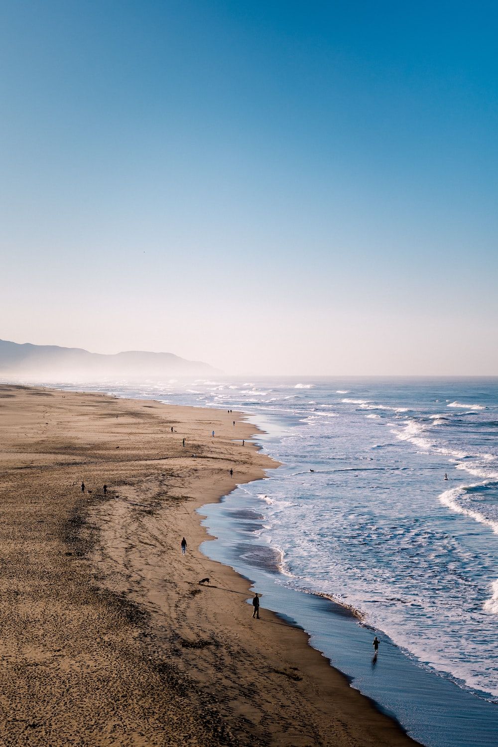 Strand, Küste, Blauer Himmel, Nebel, Sand, HD, Hintergrundbild fürs Handy
