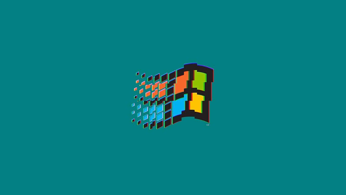 Windows 95, Windows-Logo, Türkis, Retro, Minimalistisch, HD, Breitbild-Hintergrundbild