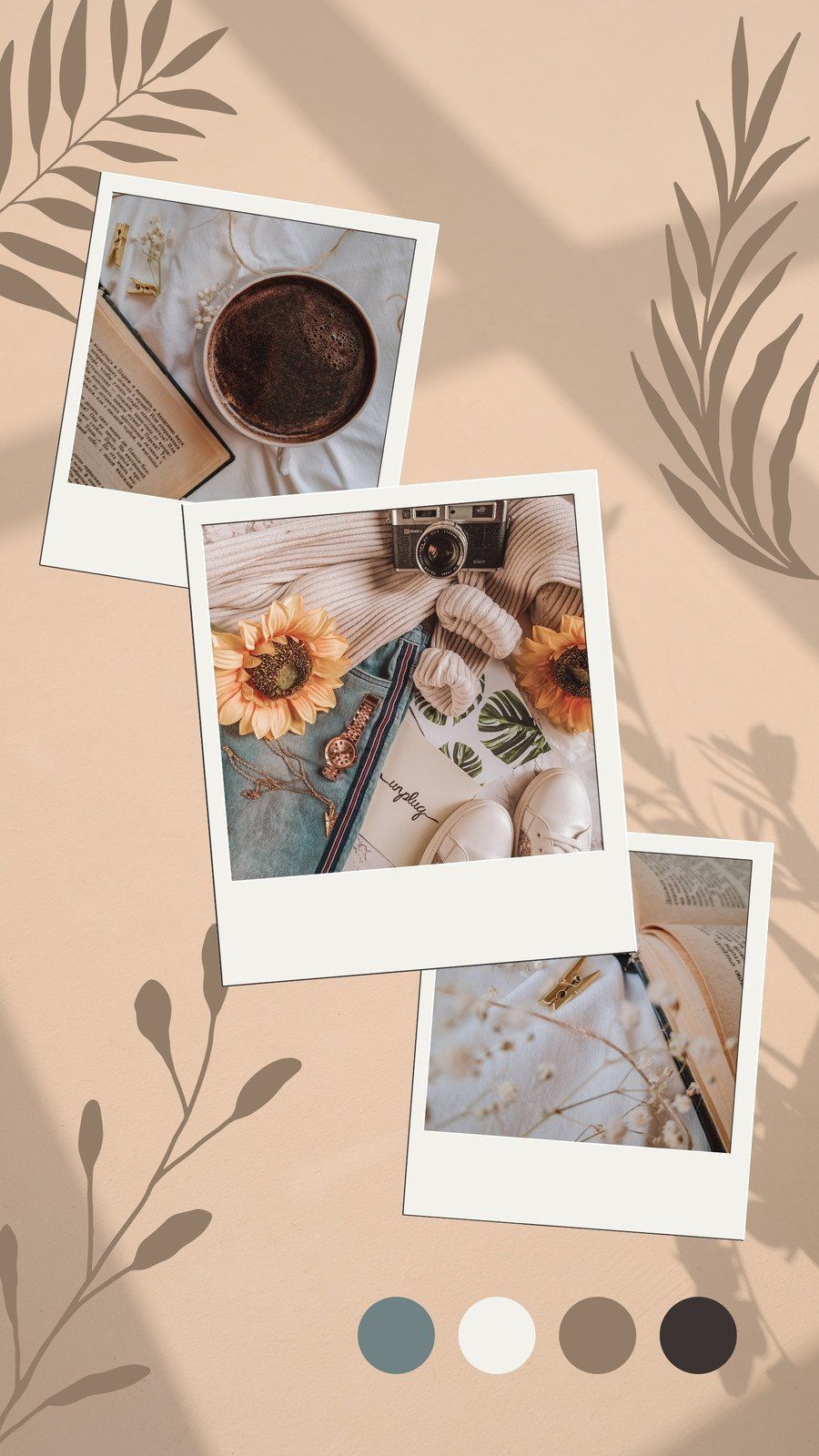 Polaroid, Fotos, Pflanzen, Beige, Collage, HD, Sperrbildschirm fürs iPhone