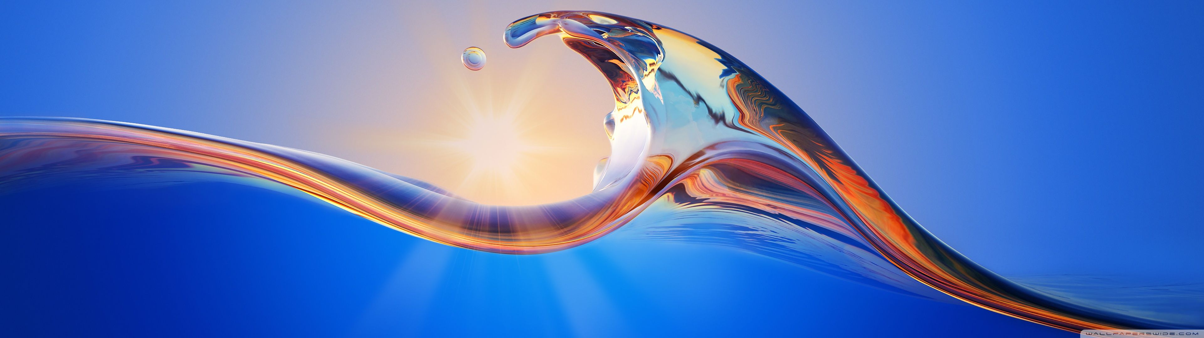 Welle, Wasser, Blau, Abstrakt, Licht, 32:9, Full-HD-Hintergrundbild für den Desktop
