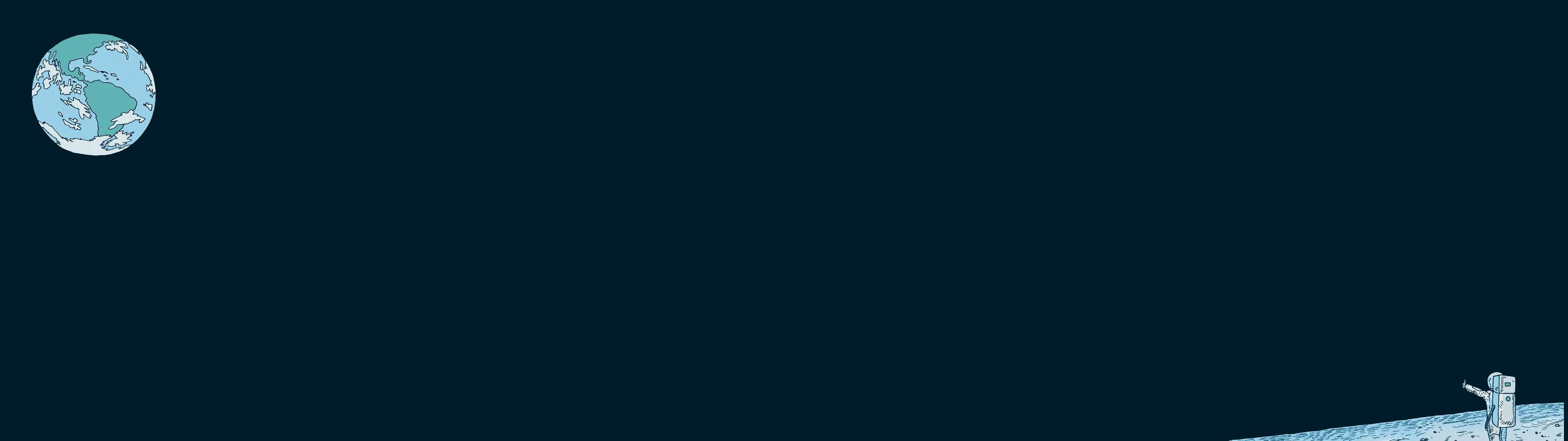 Erde, Mond, Dunkelblau, Minimalistisch, Weltraum, 32:9, Full-HD-Hintergrundbild für den Desktop