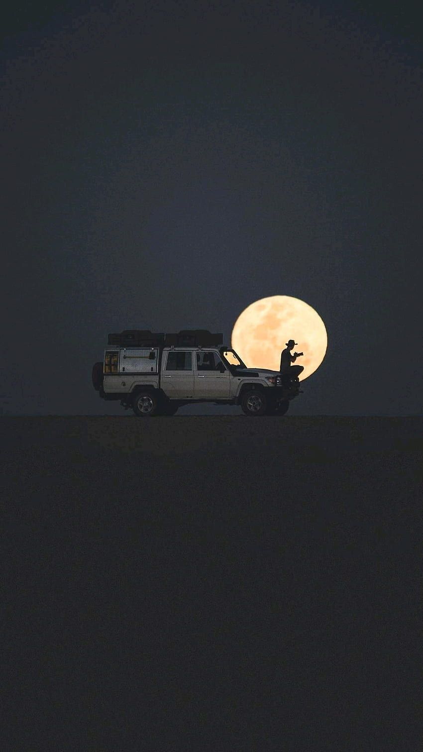 Geländewagen, Vollmond, Nacht, Silhouette, Minimalismus, HD, Handy-Hintergrund