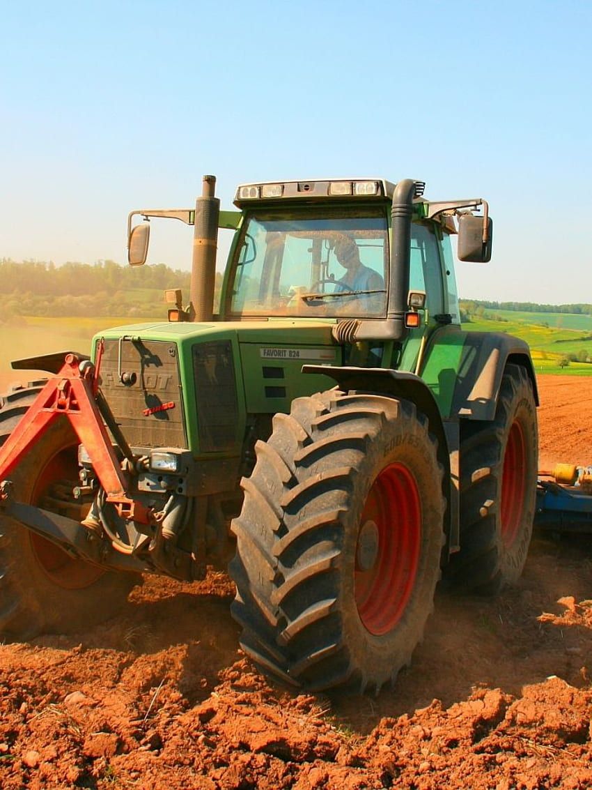 Fendt, Traktor, Frontansicht, Acker, Sonnenschein, HD, iPad-Hintergrundbild