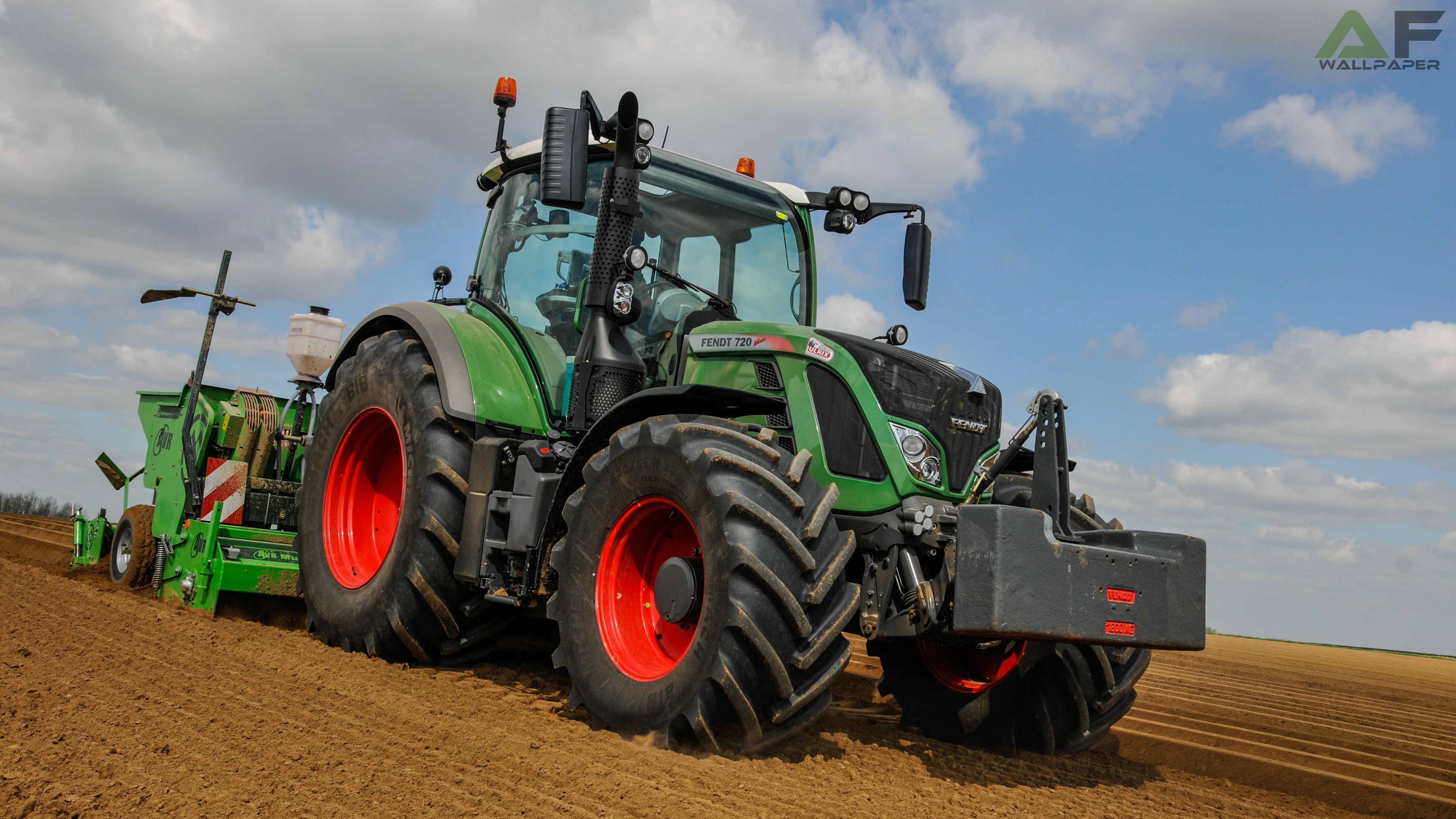 Fendt, Traktor, Sämaschine, Acker, Rote Felgen, 4K, Hintergrund für den Desktop