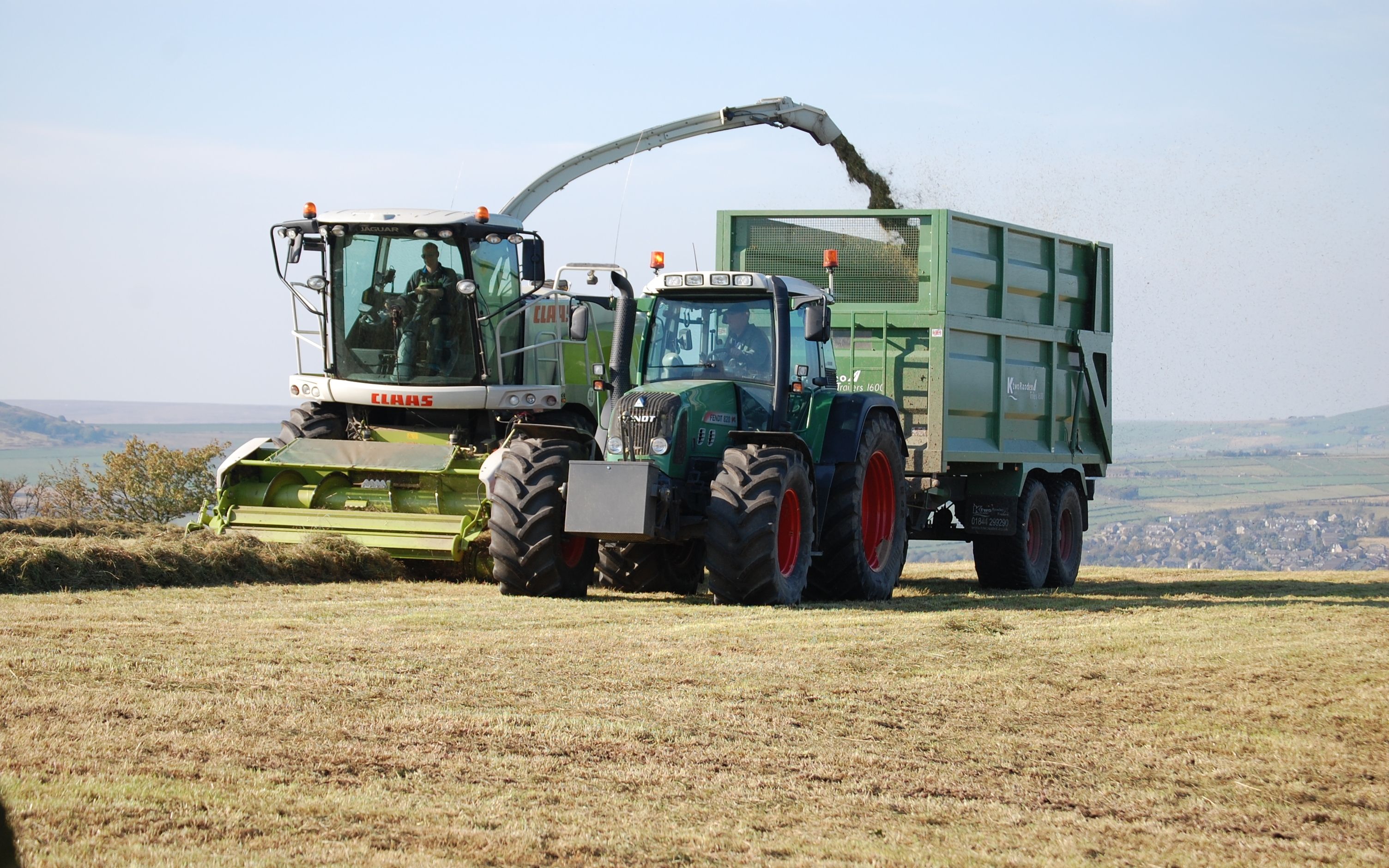 Fendt, Feldhäcksler, Traktor, Anhänger, Grasernte, 16:10, 2K-Hintergrundbild für den Desktop