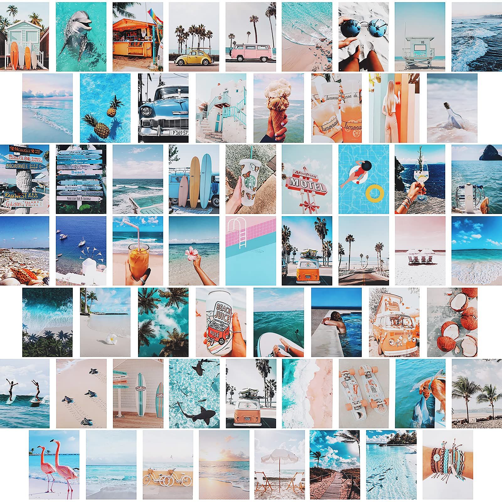 Collage, Strand, Türkis, Urlaub, Fotowand, Hintergrundbild für iPad und Tablet