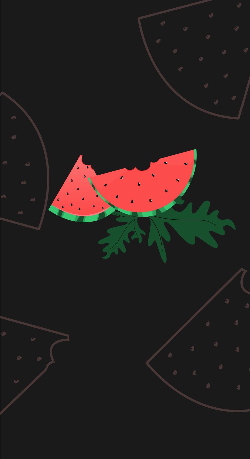 Wassermelone, Schwarzer Hintergrund, Minimalistisch, Illustration, Sperrbildschirm fürs iPhone