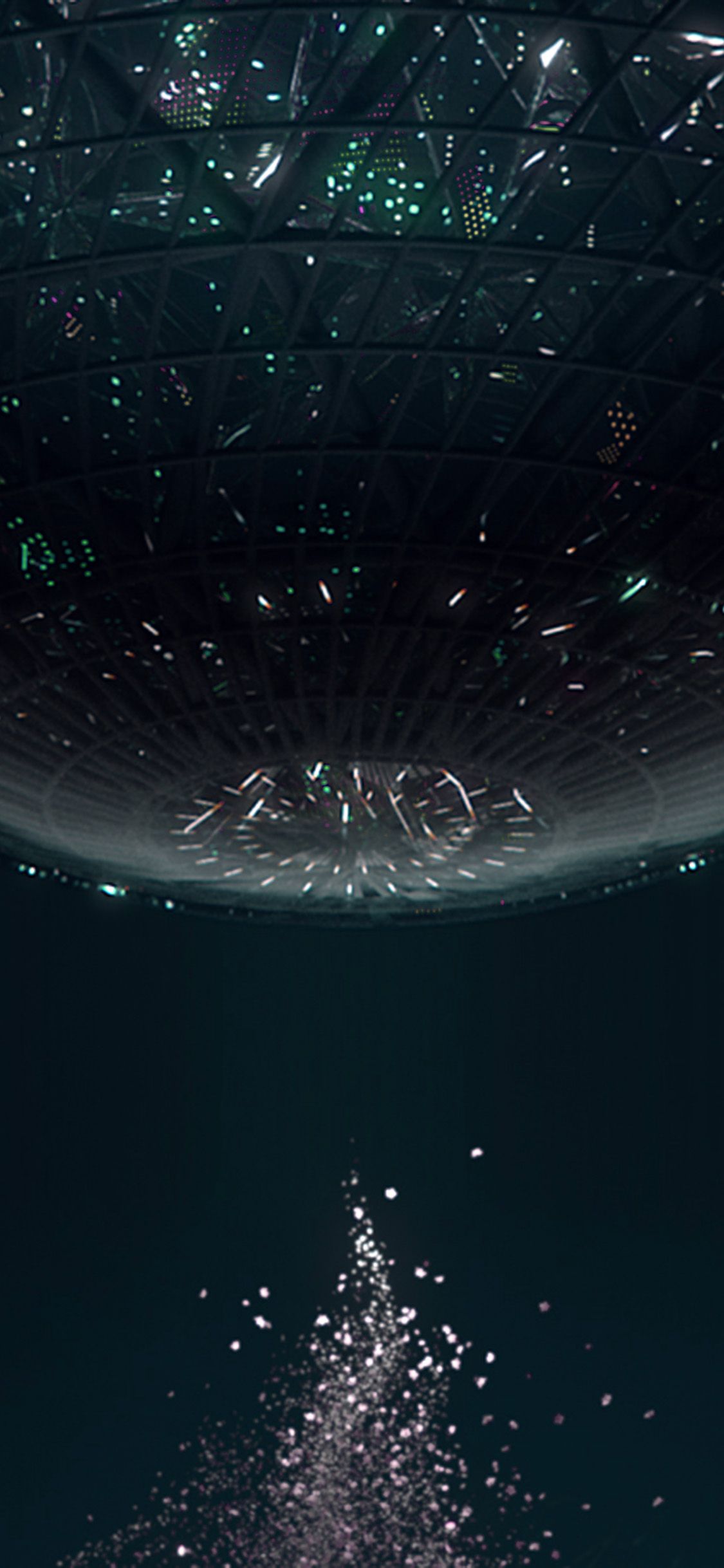 Abstrakt, Partikel, Dunkelgrün, Lichtstrahl, 3D-Grafik, Hintergrundbild fürs iPhone Air
