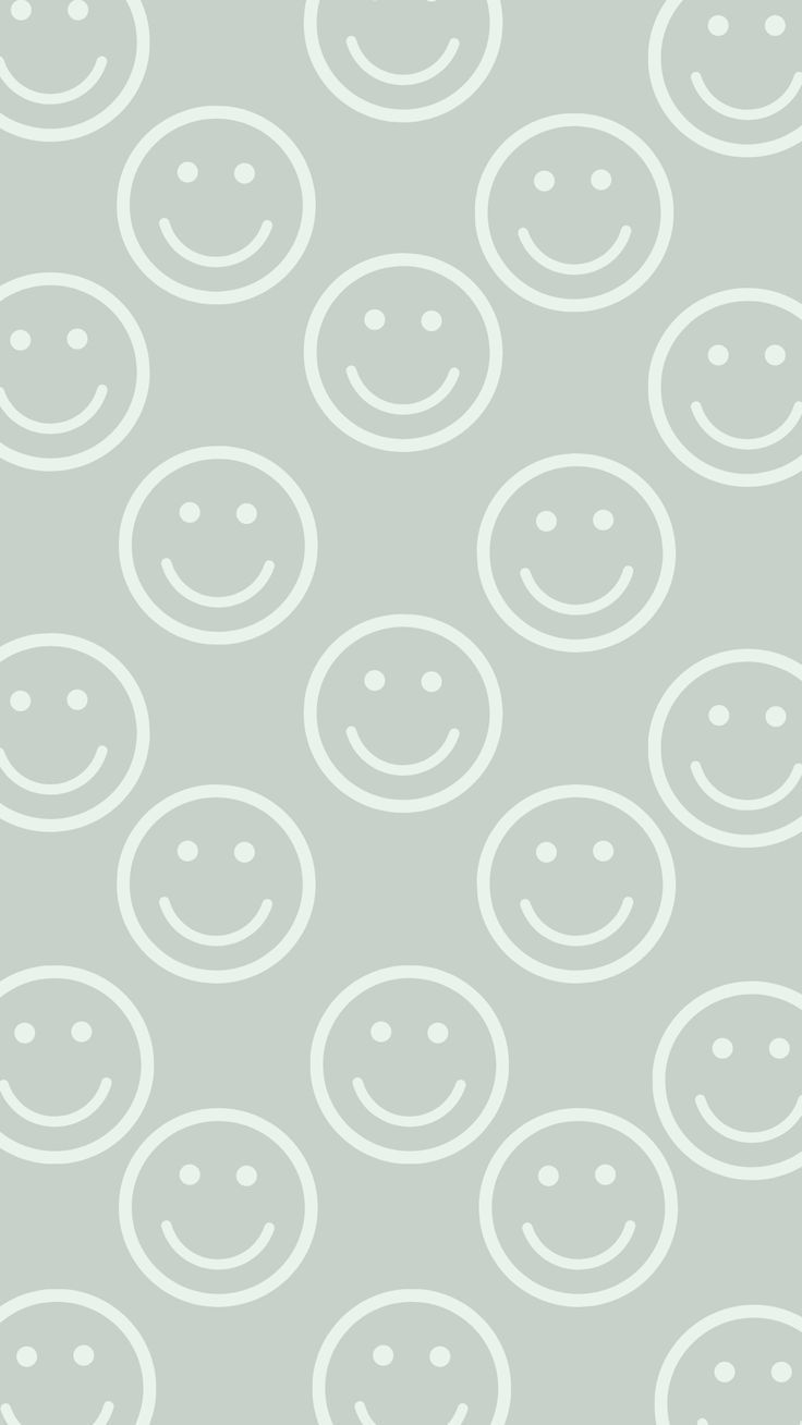 Smileys, Muster, Salbeigrün, Retro, Hintergrundbild für iPhone und Android