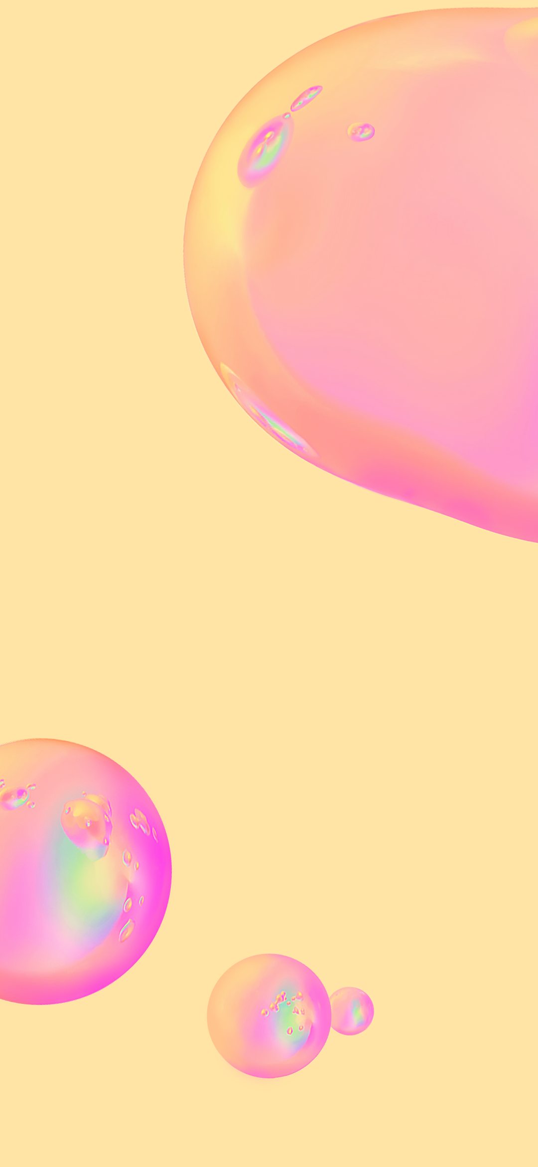 Seifenblasen, Pastellgelb, Rosa, Minimalismus, Hochformat, Hintergrundbild fürs Smartphone