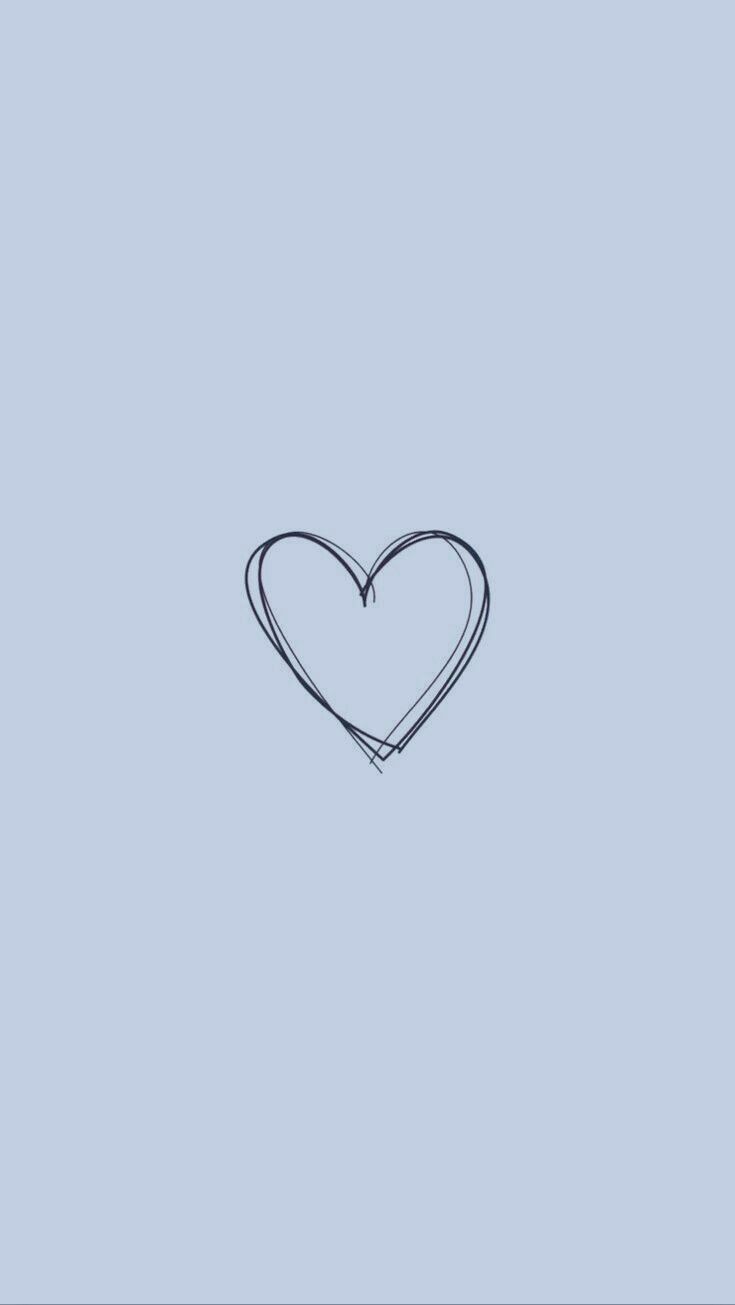 Herz, Linienzeichnung, Hellblau, Minimalistisch, HD, Sperrbildschirm fürs iPhone