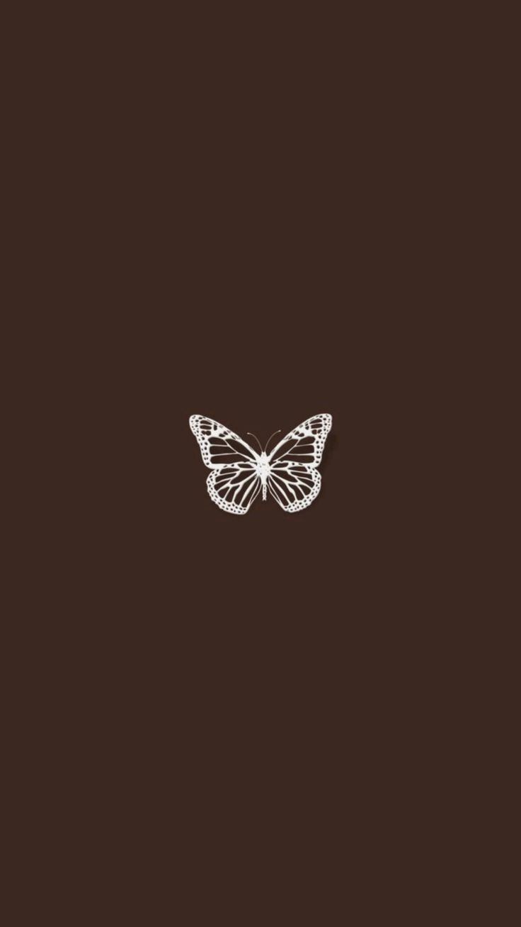 Schmetterling, Dunkelbraun, Minimalistisch, Hintergrundbild für iPhone und Android