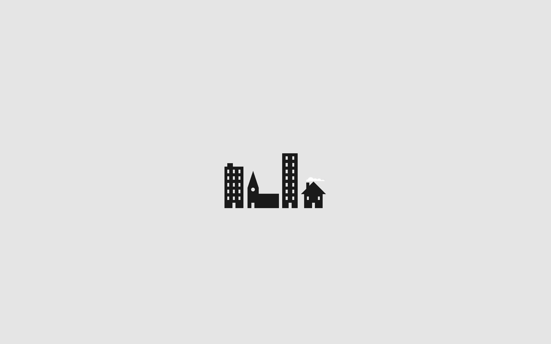 Stadtsilhouette, Häuser, Grau, Minimalistisch, 16:10, Full-HD-Hintergrundbild für den Desktop