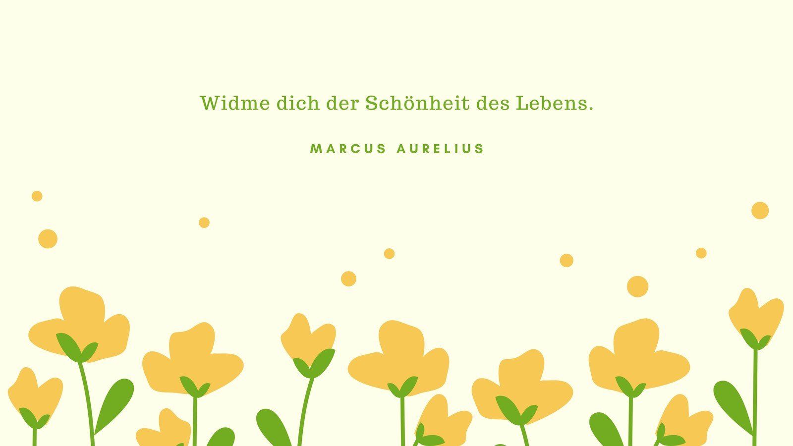 Mark Aurel, Zitat, Gelbe Blumen, Illustration, 16:9, HD-Hintergrundbild für den Desktop