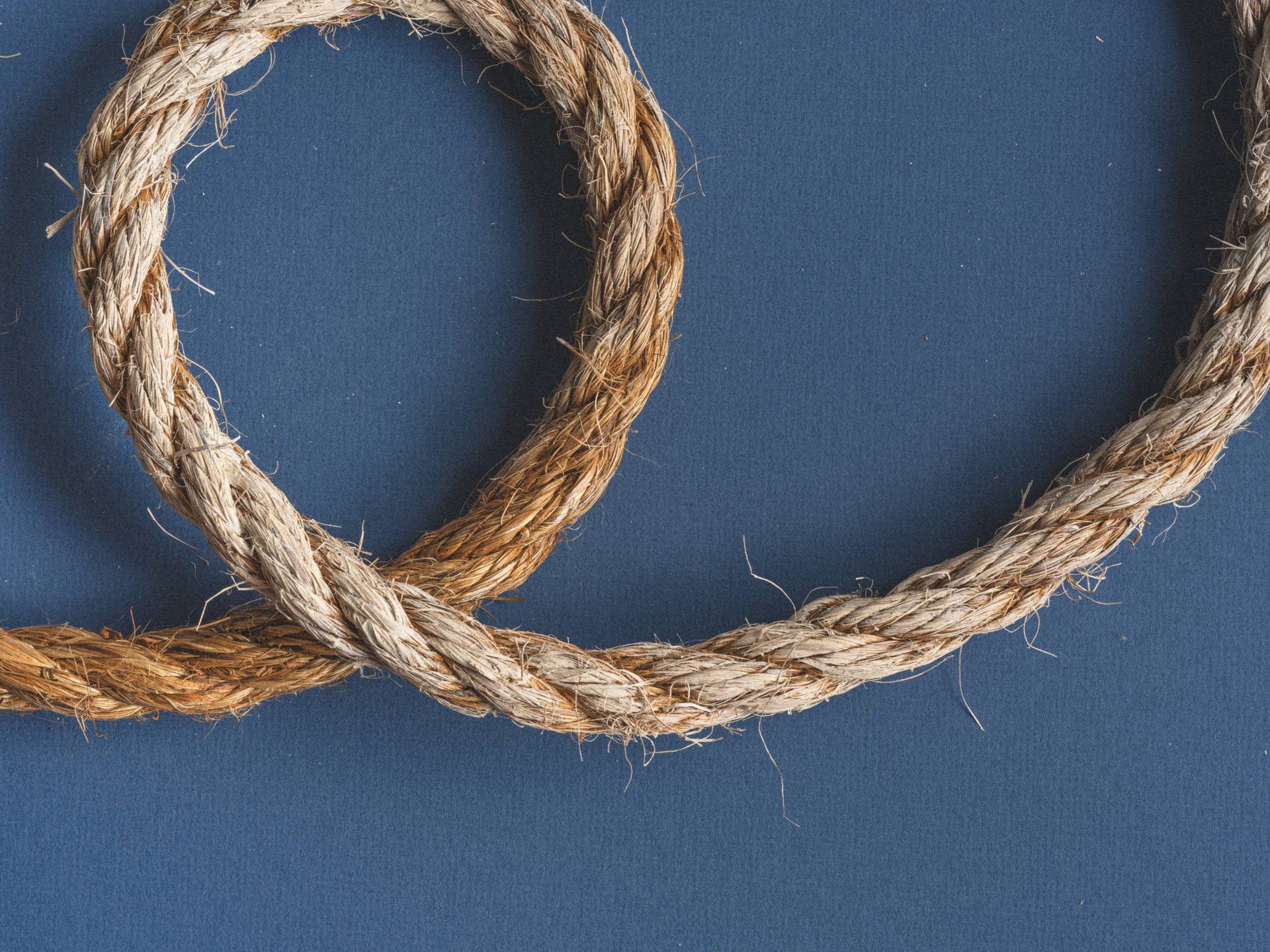 Seil, Knoten, Blauer Hintergrund, Jute, Full HD Wallpaper