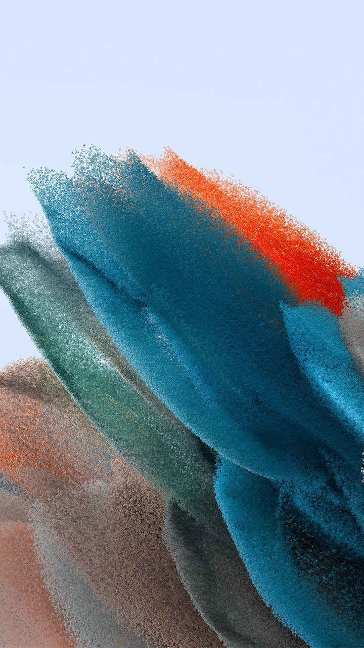 Abstrakt, Federform, Blau-Orange, Hellblau, Hochformat, Hintergrundbild fürs Smartphone