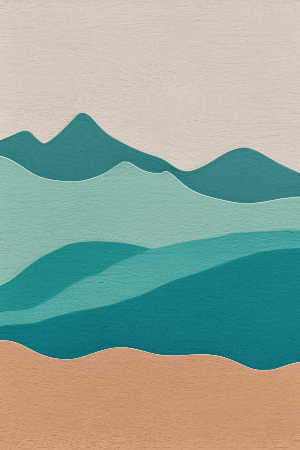 Berge, Abstrakte Landschaft, Türkis, Erdtöne, Hochformat, Hintergrundbild fürs Smartphone