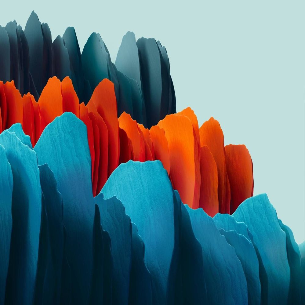 Samsung Galaxy Tab S7, Abstrakte Berge, Blau-Orange, Querformat, Hintergrundbild fürs Tablet