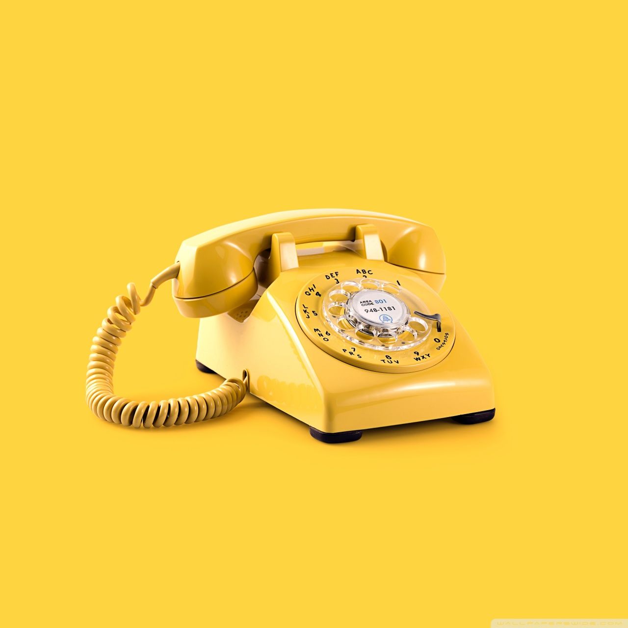 Wählscheibentelefon, Retro-Telefon, Gelb, Minimalismus, HD, Hintergrundbild fürs Tablet
