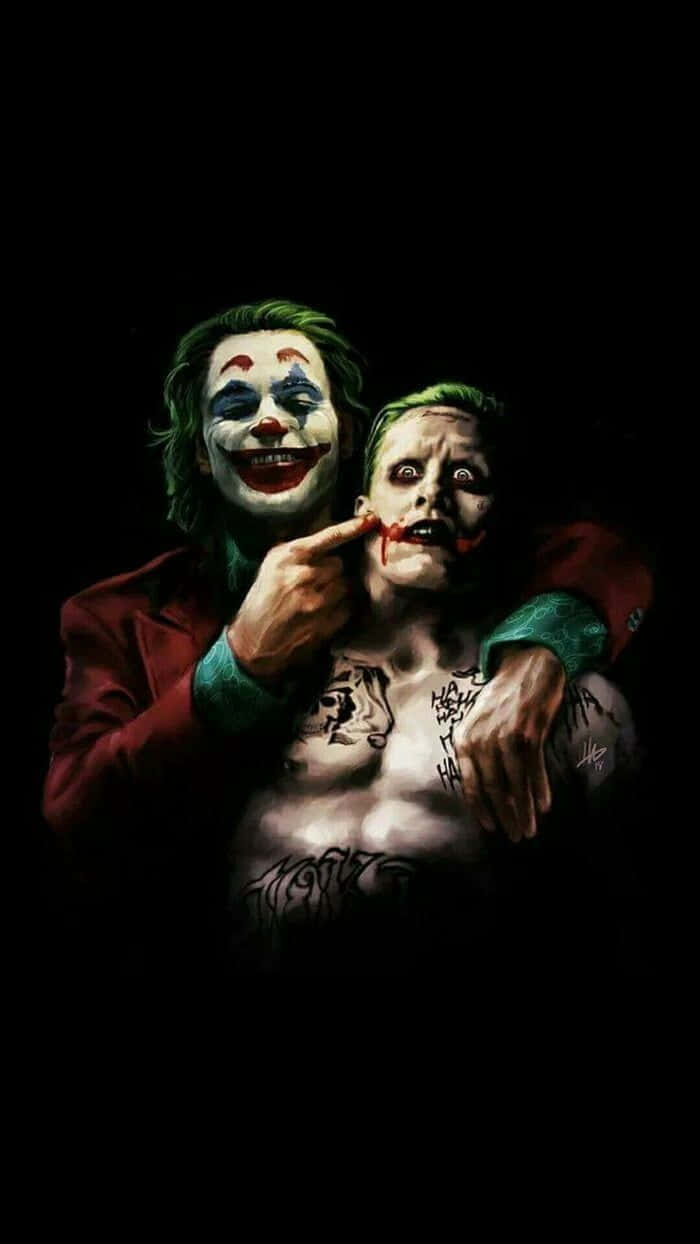 Joker, Joaquin Phoenix, Heath Ledger, Digitale Kunst, Schwarzer Hintergrund, Sperrbildschirm