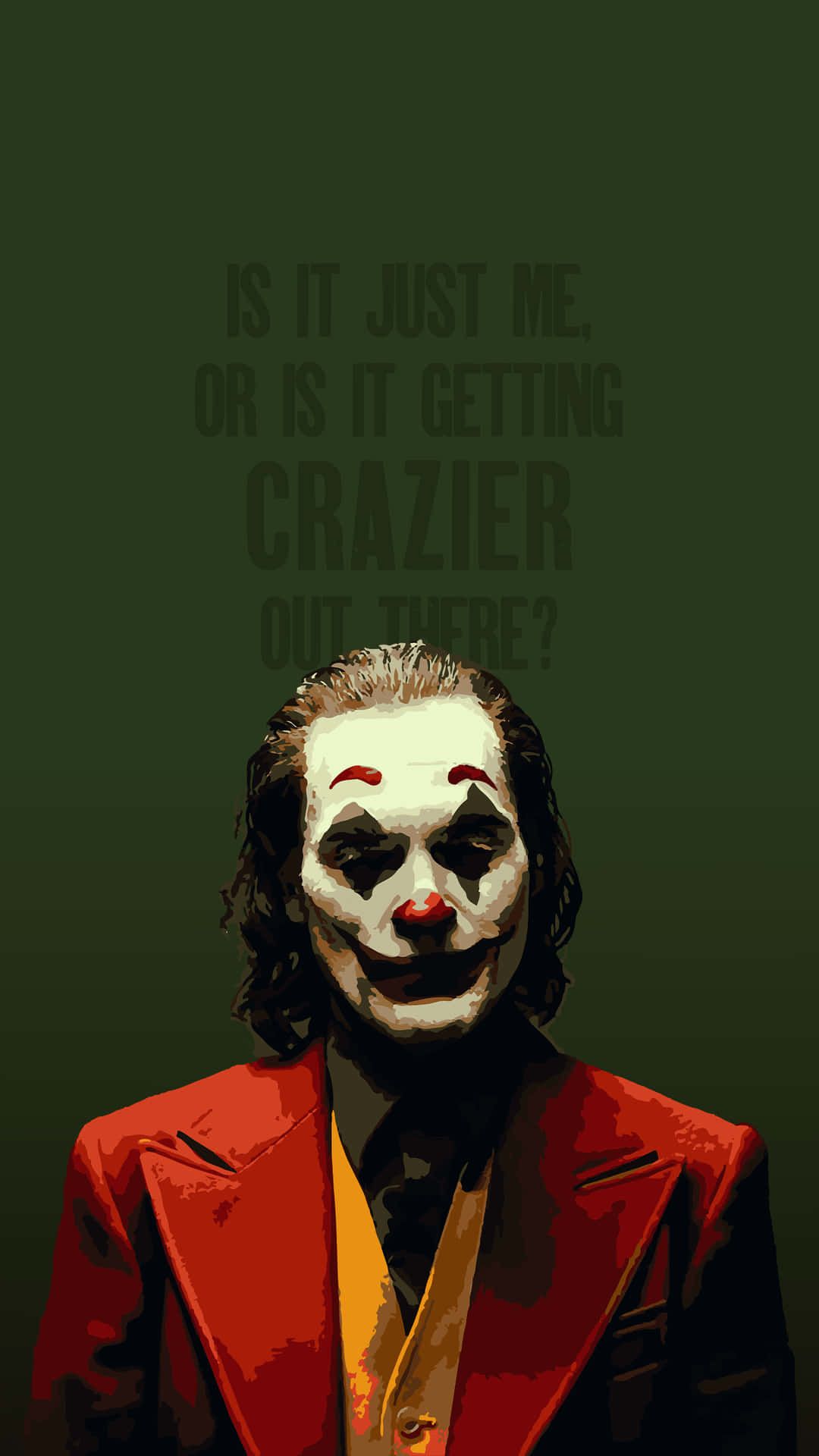 Joker, Joaquin Phoenix, Joker (2019), Roter Anzug, Zitat, Grüner Hintergrund, Sperrbildschirm