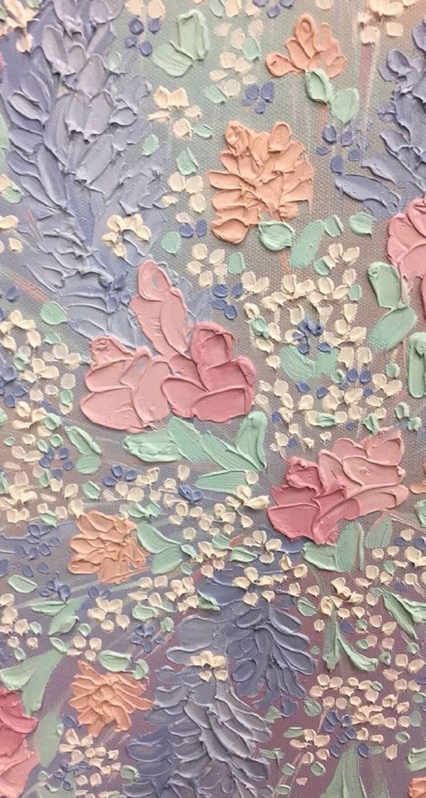 Ölfarbe, Impasto, Blumen, Textur, Pastelltöne, Hintergrundbild für iPhone und Android