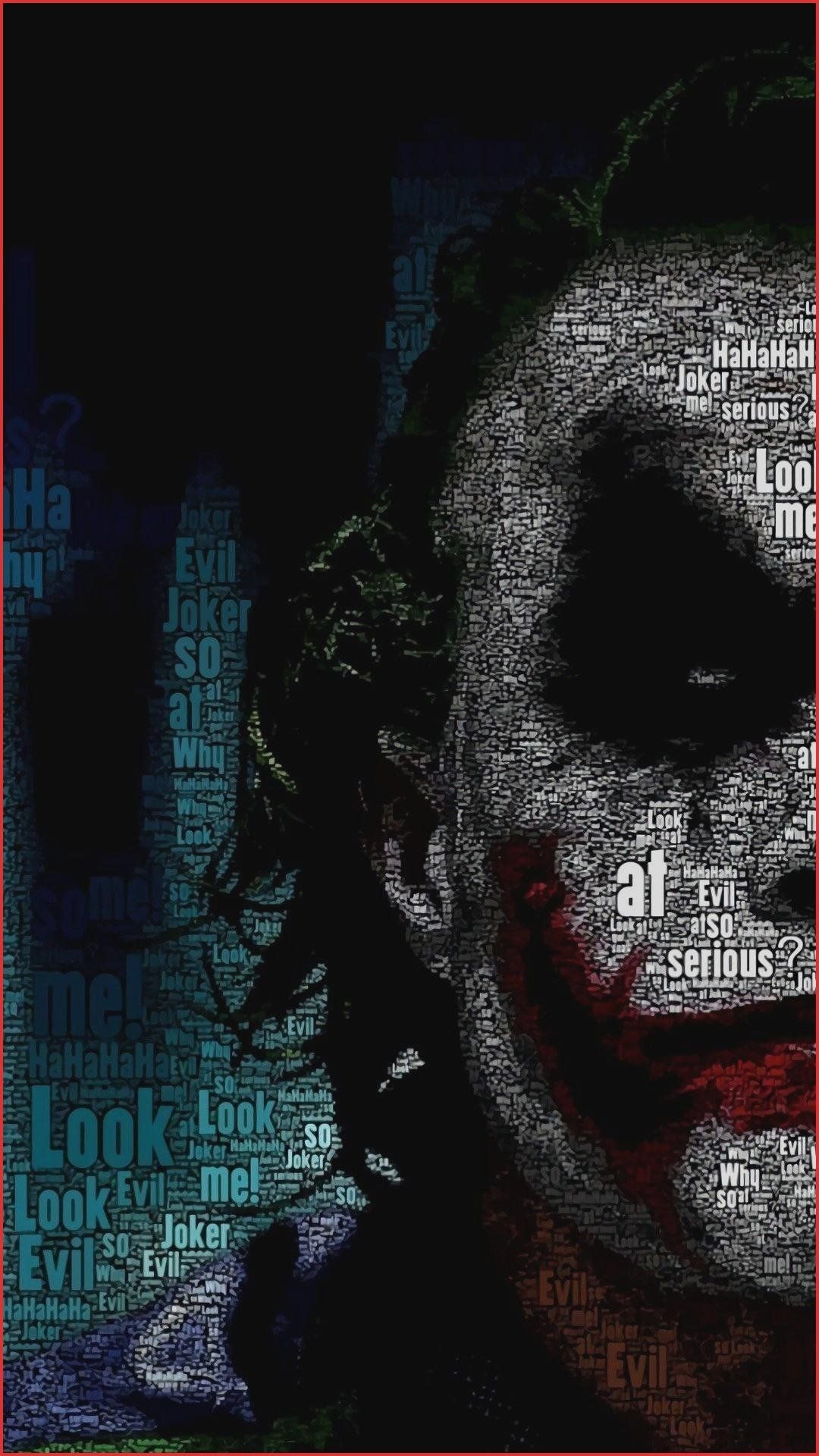 Joker, Heath Ledger, Typografie-Porträt, Wortkunst, Dunkel, 1080x1920, Handy-Hintergrund