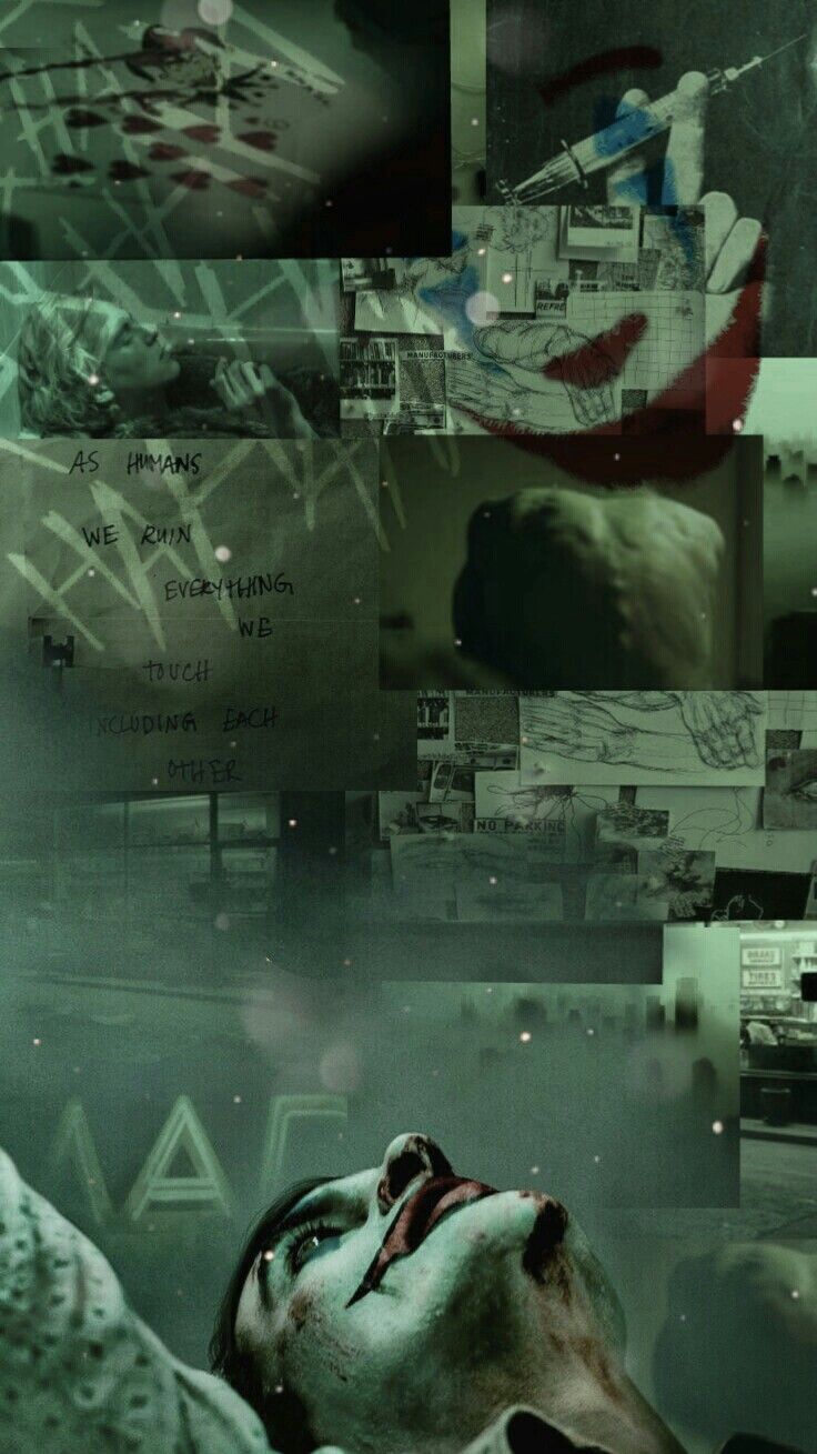 Joker, Joaquin Phoenix, Collage, Grüne Ästhetik, Filmszenen, HD, iPhone-Hintergrundbild