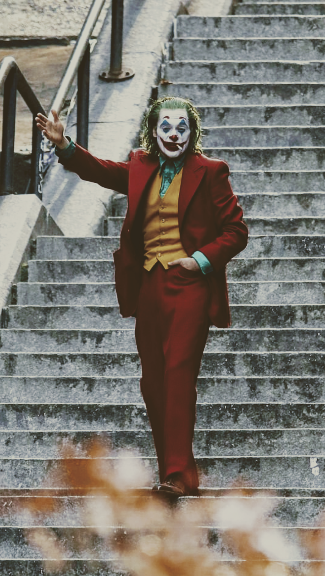 Joker, Joaquin Phoenix, Joker (2019), Joker-Treppe, Tanz, Roter Anzug, Full HD, Handy-Hintergrund