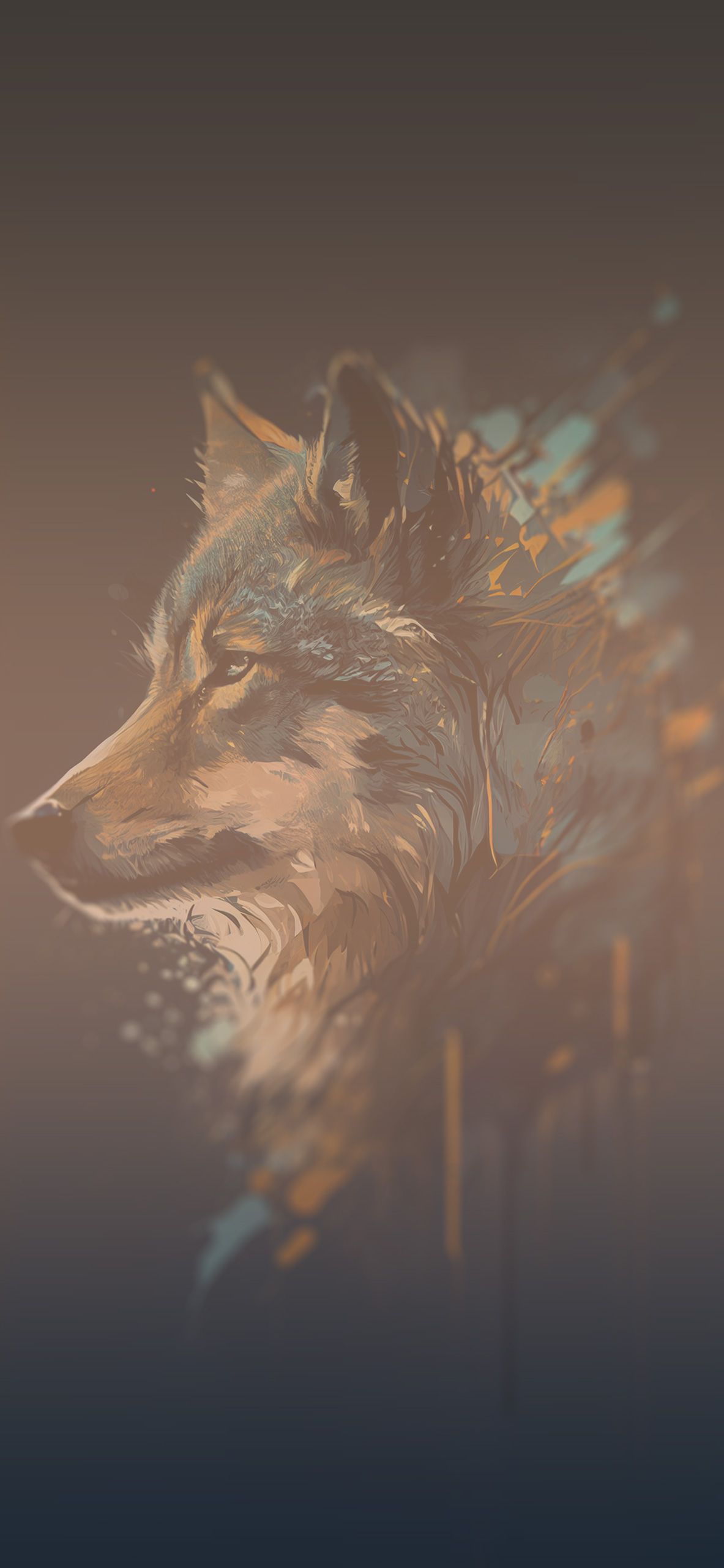 Wolf, Doppelbelichtung, Profil, Braune Töne, Kunst, Full HD, Hintergrundbild fürs Handy