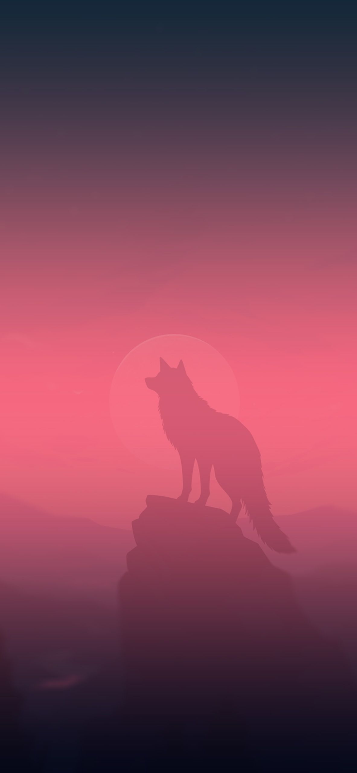 Wolf, Silhouette, Mond, Rosa Farbverlauf, Minimalismus, Full HD, Sperrbildschirm fürs iPhone