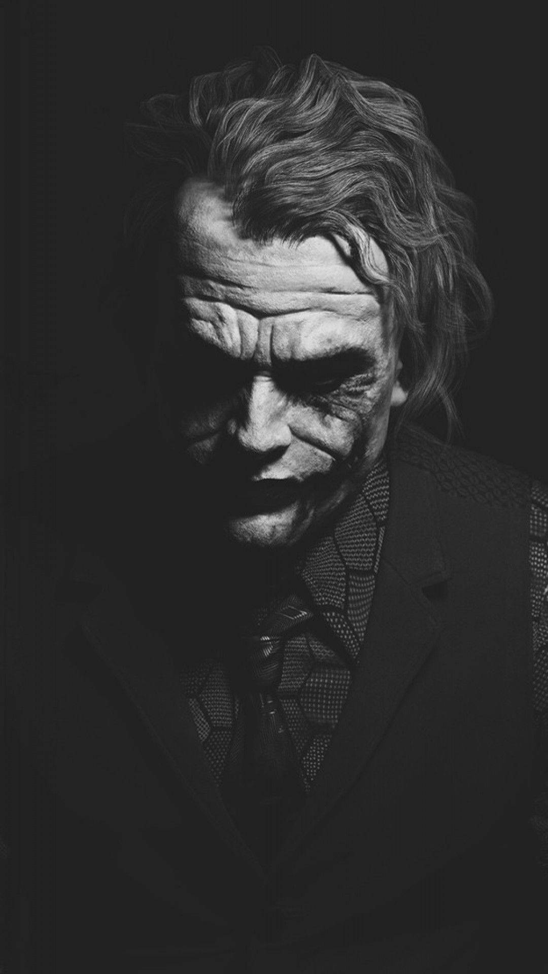 Joker, Heath Ledger, The Dark Knight, Schwarz-Weiß, Porträt, Full HD, Handy-Hintergrundbild