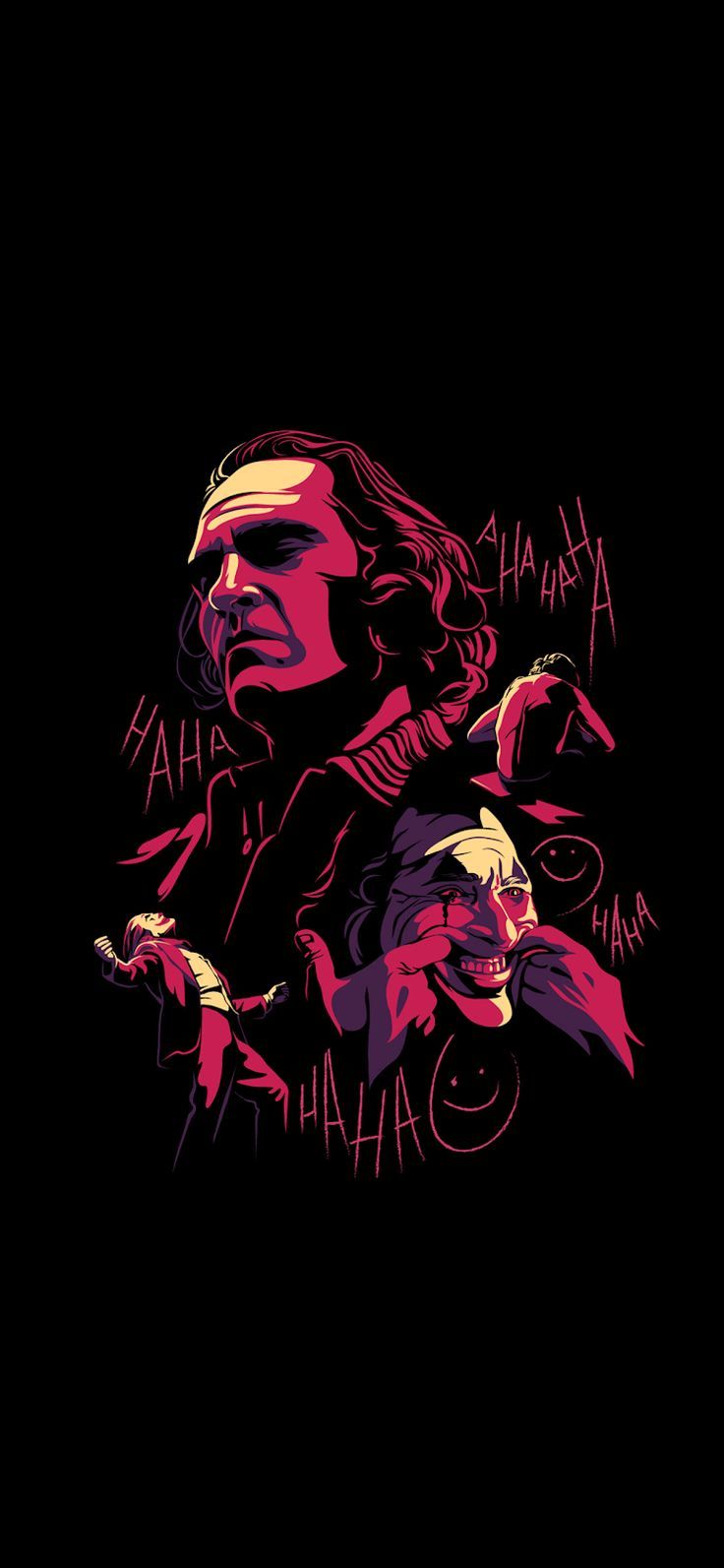 Joker, Joaquin Phoenix, Pinke Grafik, Schwarzer Hintergrund, Minimalistisch, Sperrbildschirm