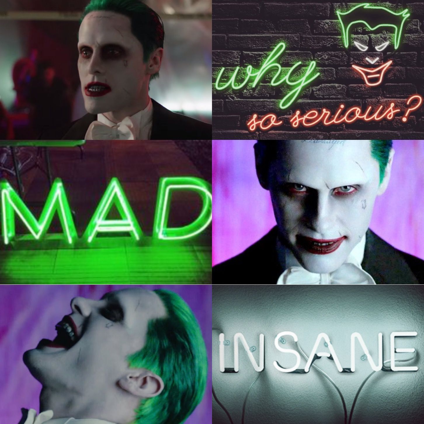 Joker, Jared Leto, Suicide Squad, Collage, Why so serious?, Neon, Hintergrundbild fürs iPad