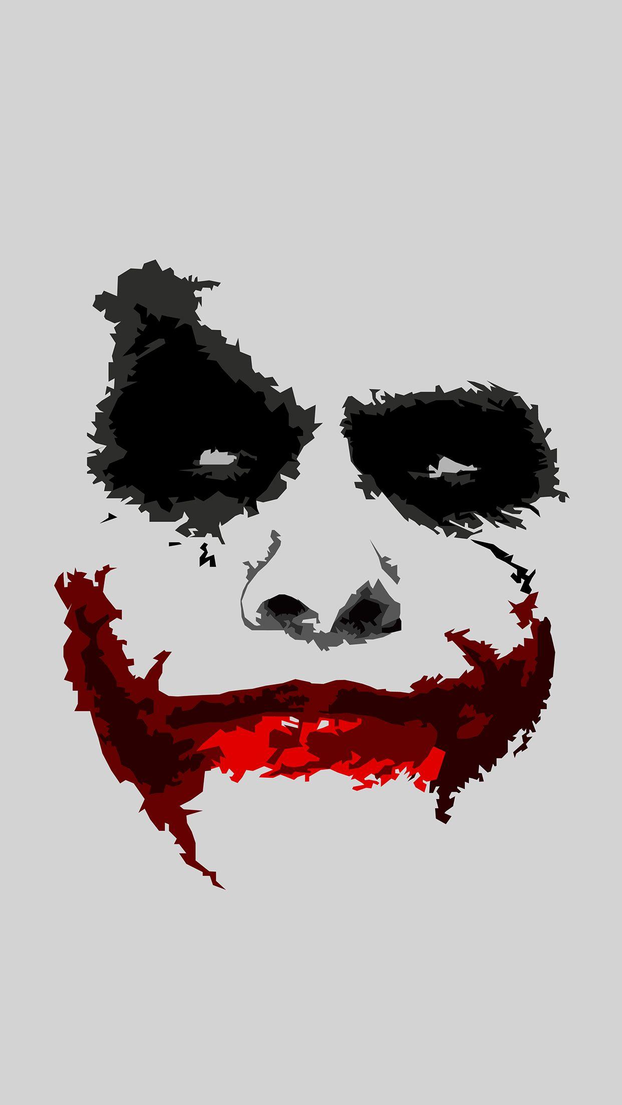 Joker, Heath Ledger, Minimalistisch, Grauer Hintergrund, Grinsen, Sperrbildschirm fürs iPhone