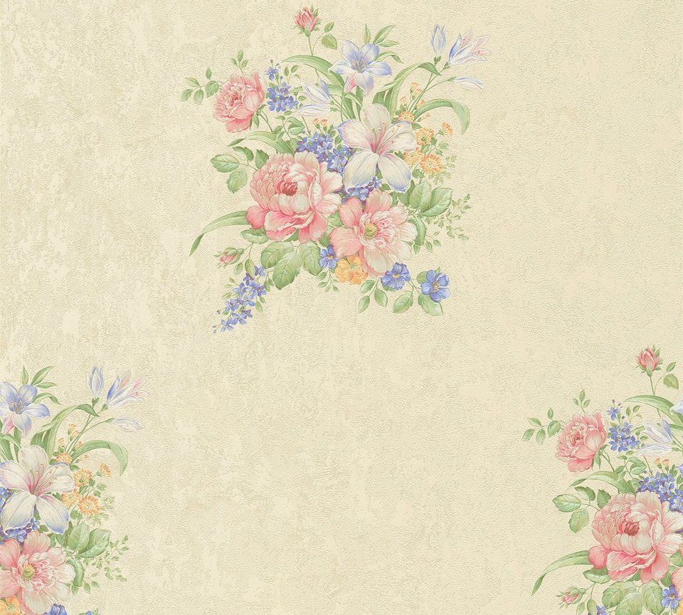 Blumensträuße, Vintage, Florale Tapete, Pastell, Beige, Hintergrundbild für iPad und Tablet