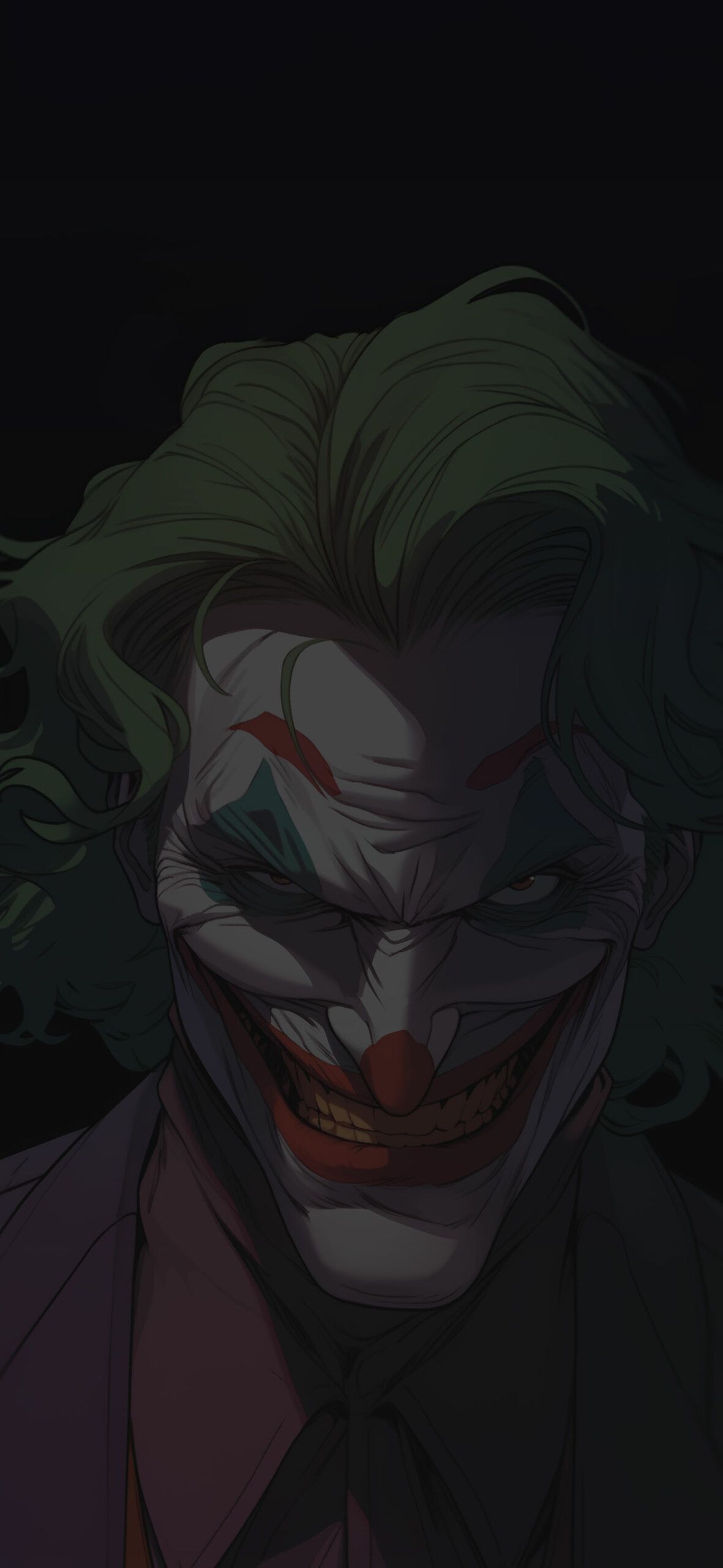 Joker, Grüne Haare, Dunkel, Grinsen, Digitale Kunst, Full HD, Handy-Hintergrund im Hochformat