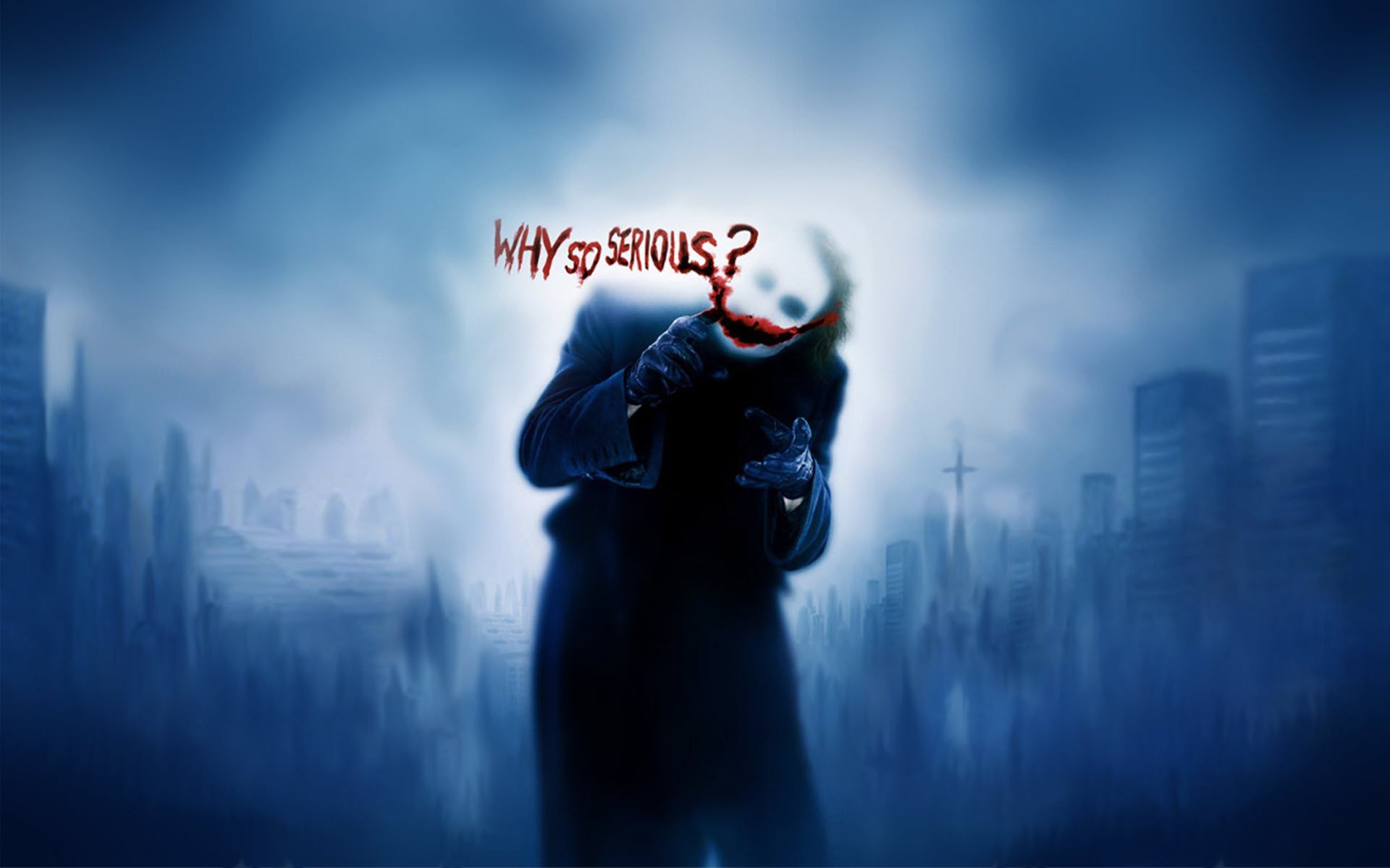 Joker, Heath Ledger, The Dark Knight, Why so serious?, Gotham, Blau, Full HD, Windows-Hintergrundbild