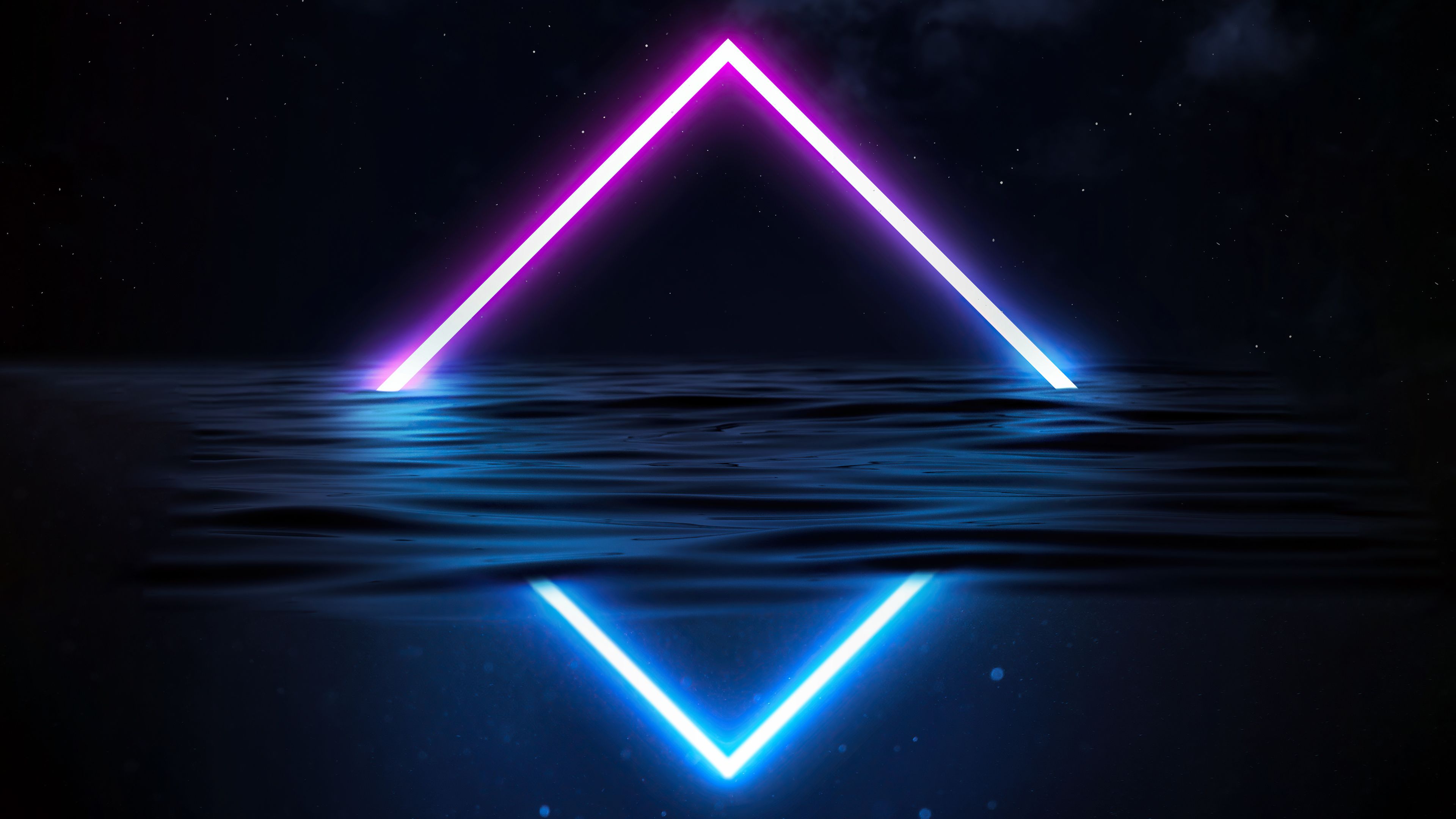 Raute, Neonlinien, Spiegelung, Wasser, Minimalistisch, 4K, Desktop-Hintergrund für Windows