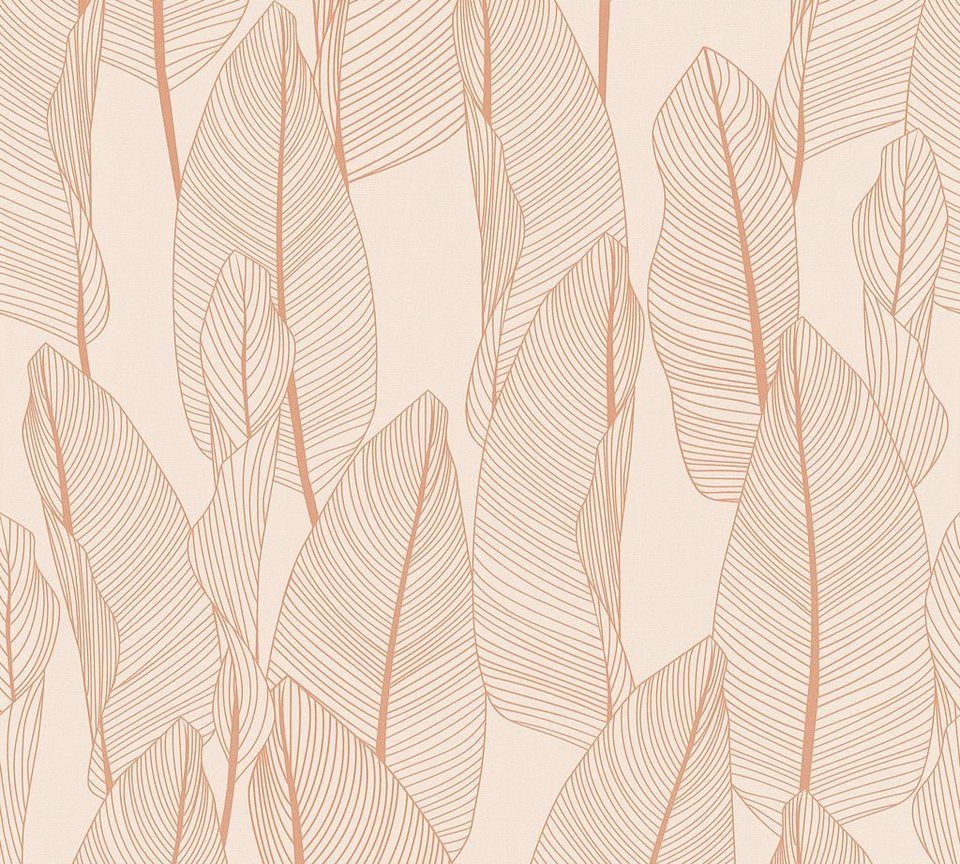 Blattmuster, Linienzeichnung, Boho, Beige, Hintergrundbild für iPad und Tablet