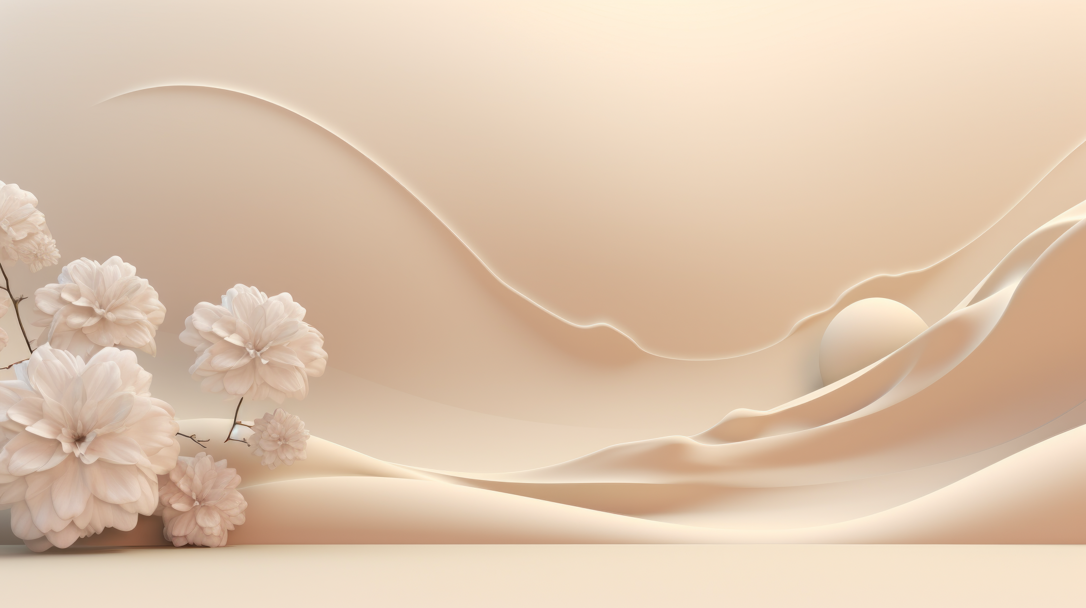Pfirsichblüten, 3D, Wellenformen, Creme, Beige, Minimalistisch, Full HD, Laptop-Hintergrundbild